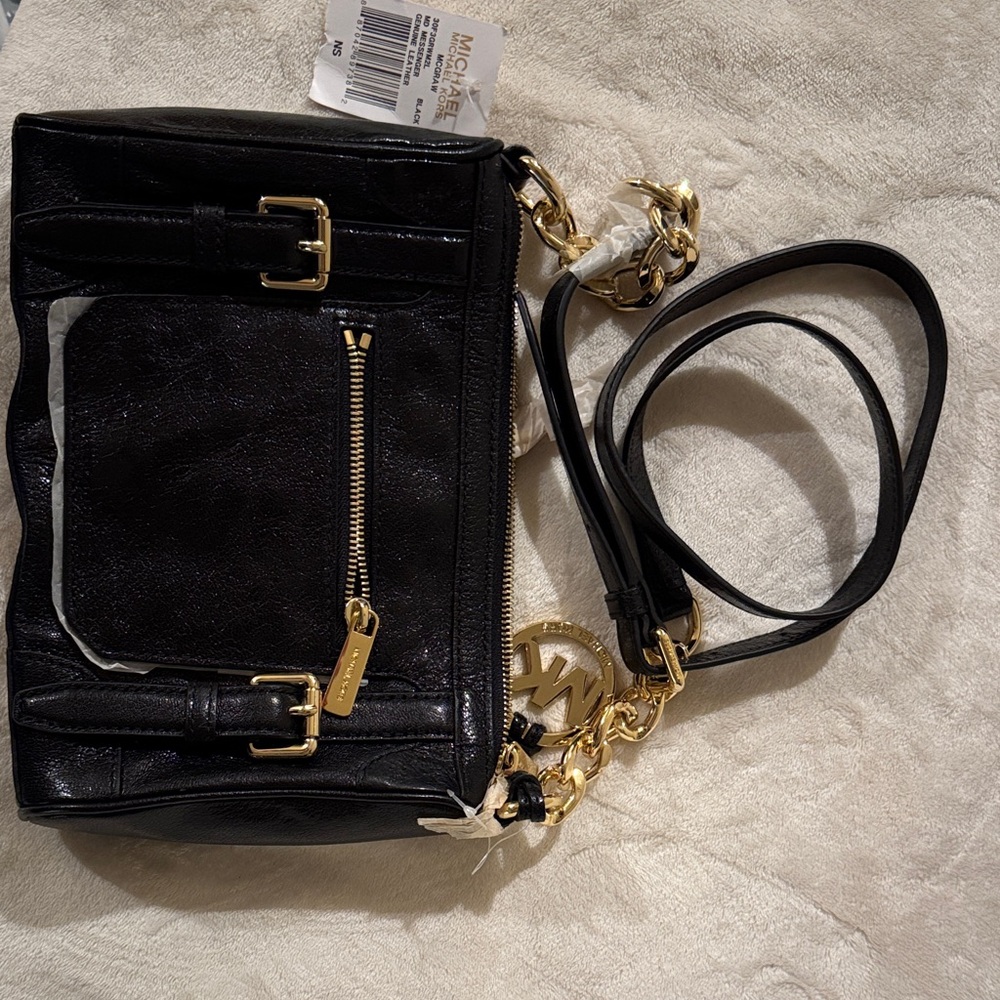 Black Leather Crossbody Bag